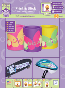 Purple Chimp Print & Stick Decorating Sheets Packaging by June Tailor